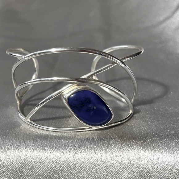 NWT Designer Sterling Lapis Wire Bracelet - Picture 5 of 6